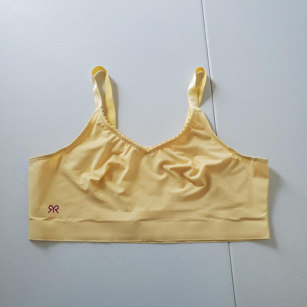 Ruby Ribbon Bra Womens 40 Yellow Style 1868 Wireless Stretch Camisole Support -